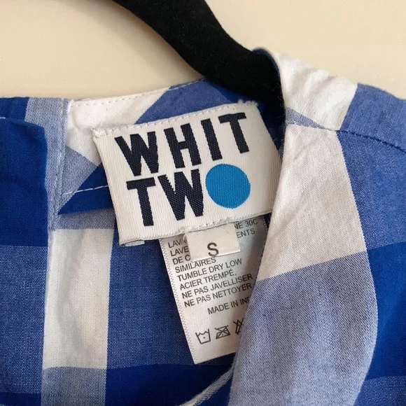 Anthropologie Blue Gingham Ruffle Sleeve Blouse Cottagecore Top Size Small - Picture 4 of 6